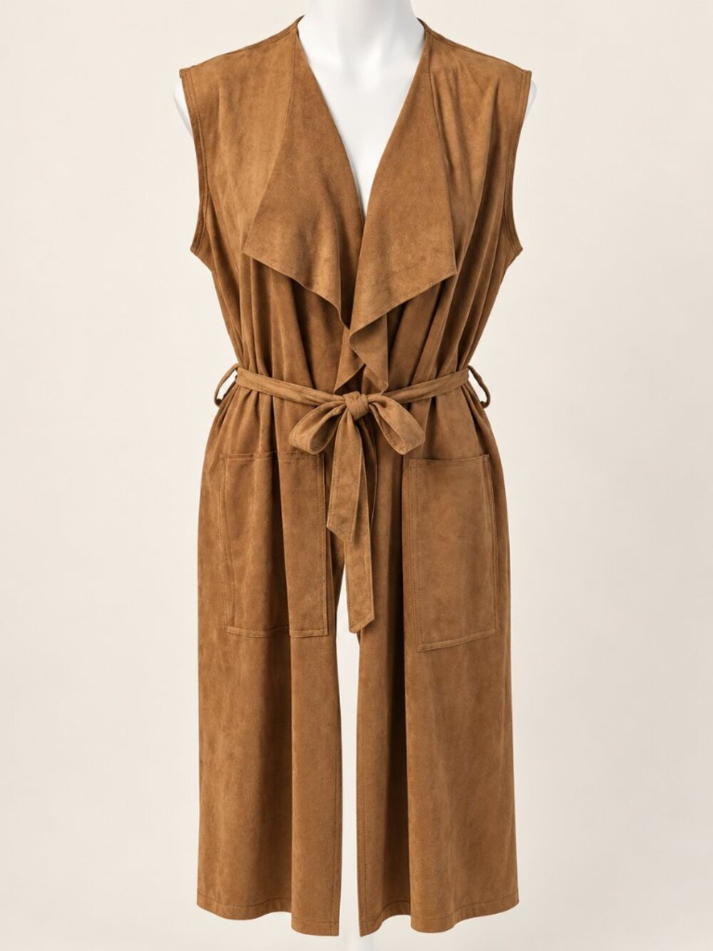 NWT Lyssé Tan Lapel Collar Sleeveless Vest Size S